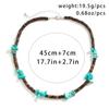 Two Pc Surfers Turquoise Wooden Bead Necklace Men's Hip-hop Minority High Sense Men's Beaded Clavicle Chain