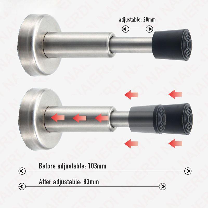 Регулируемый сверхпрочный гидравлический дверной упор из нержавеющей стали с резиновым буфером, настенный