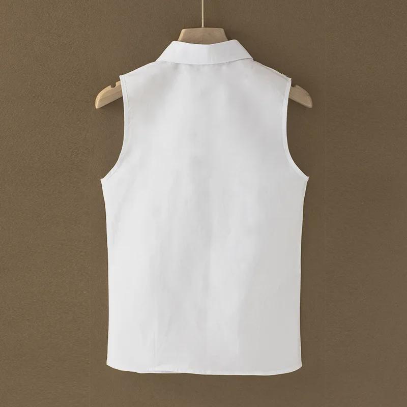 «2025 Женская универсальная рубашка без рукавов из шифона с ложным воротником — весна/лето в корейском стиле»