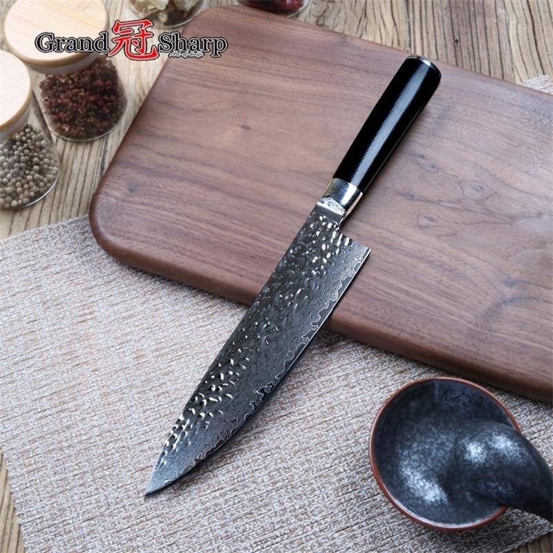 Кухонный японский нож из дамасской стали