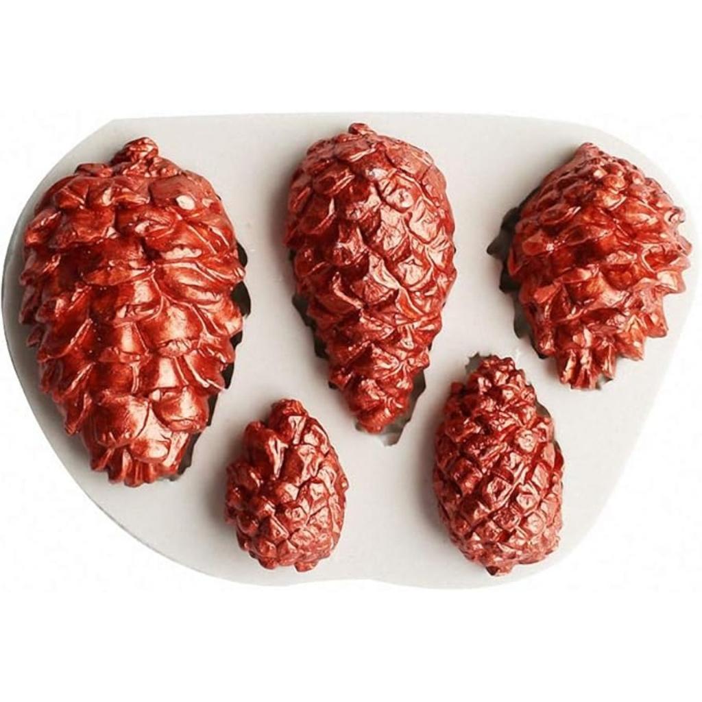 5-Cavity Pinecone Cake Fondant Mold, Pine Cone Silicone Chocolate Candy Mold Cake Cupcake Decorating Tools Sugar Craft Gum Paste Polymer Clay Mold