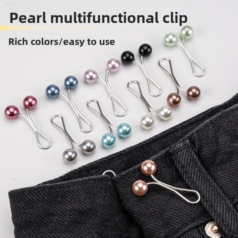 U-Shaped Pearl Brooch Anti Slip Adjustable Collar Clip Hijab Clips Multi-Purpose Fixed Straps Waist Fastening Pins