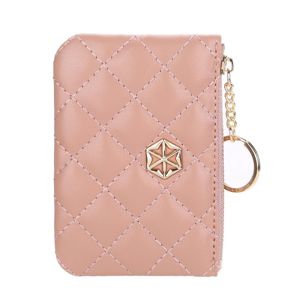 BOISEEN New Change Bag Women's Embossed Plaid Zipper Key Bag Fashionable Mini Wallet Card Bag Women