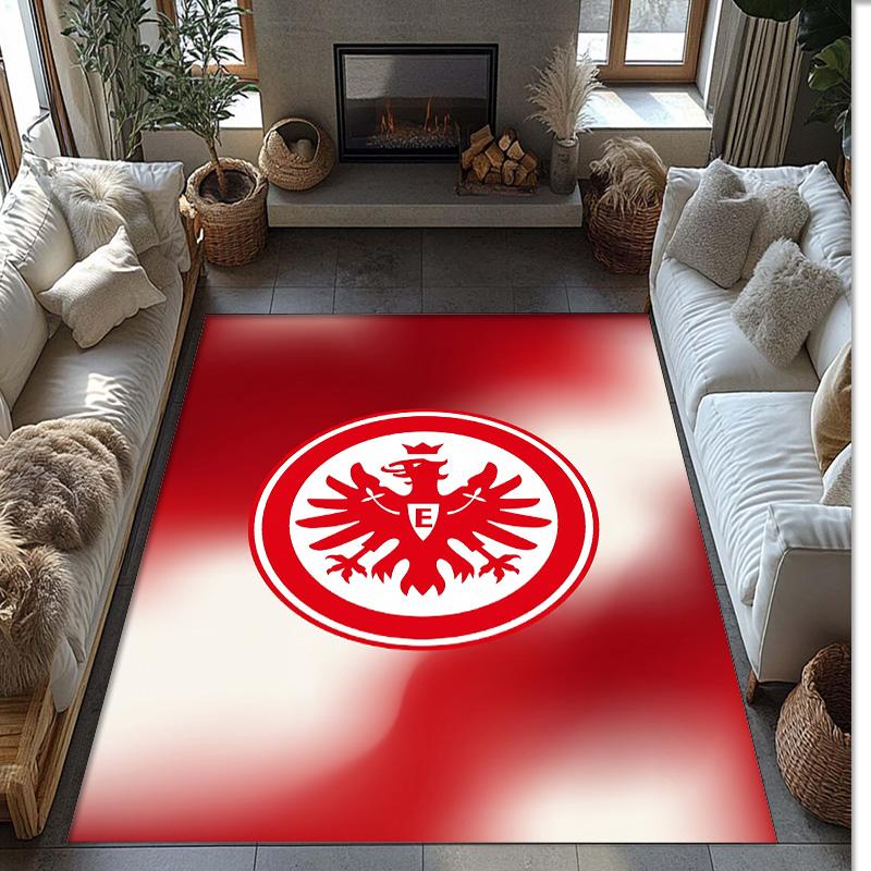 Eintracht Frankfurt Football Print Crystal Velvet Rug, Comfortable Water Absorbent Non Slip Indoor Floor Carpet