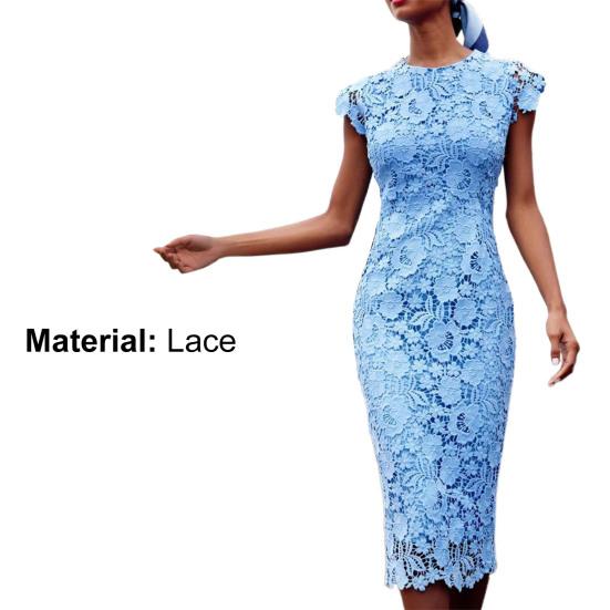 Женское вечернее платье больших размеров с круглым вырезом без рукавов, платье-карандаш со средней талией, кружевное вечернее платье для банкета