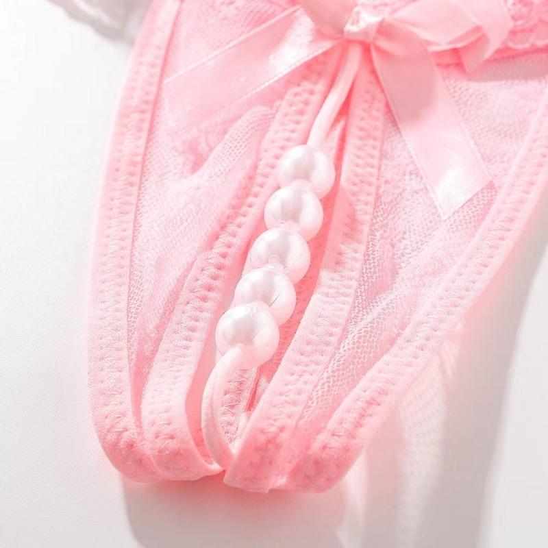 Большой размер Сексуальные стринги с жемчужиной Без ластовицы Эротическое белье Сексуальные трусики Порно Кружево Женское нижнее белье Прозрачные С открытой промежностью