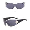 Oversized Rimless Goggle Punk Wrap Around Y2K Sunglasses for Women Men Shades Sports Sun Glasses