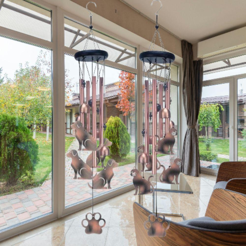 4 Алюминиевые трубки Памятный колокольчик ветра с животными Большие настенные колокольчики Домашнее украшение