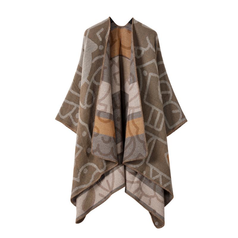 Ethnic Style Shawl Summer Outer Wear Women's Large Shawl Cape Cloak High-end Knitted Scarf