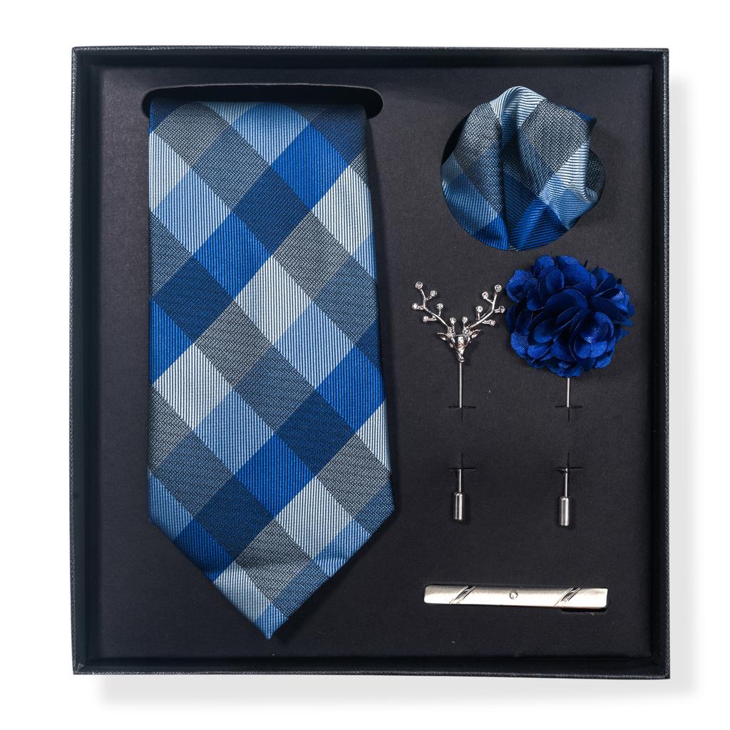 Галстук мужской Trend Net Color Striped Cashew Nut Tie 6-Piece Gift Box Square Scarf Clip Gallage Set