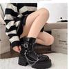 Women Boots British Style Platform Boots Goth Punk Women Locomotive Boot Fashion Belt Buckle Thick Sole Ankle Boots Botas Mujer