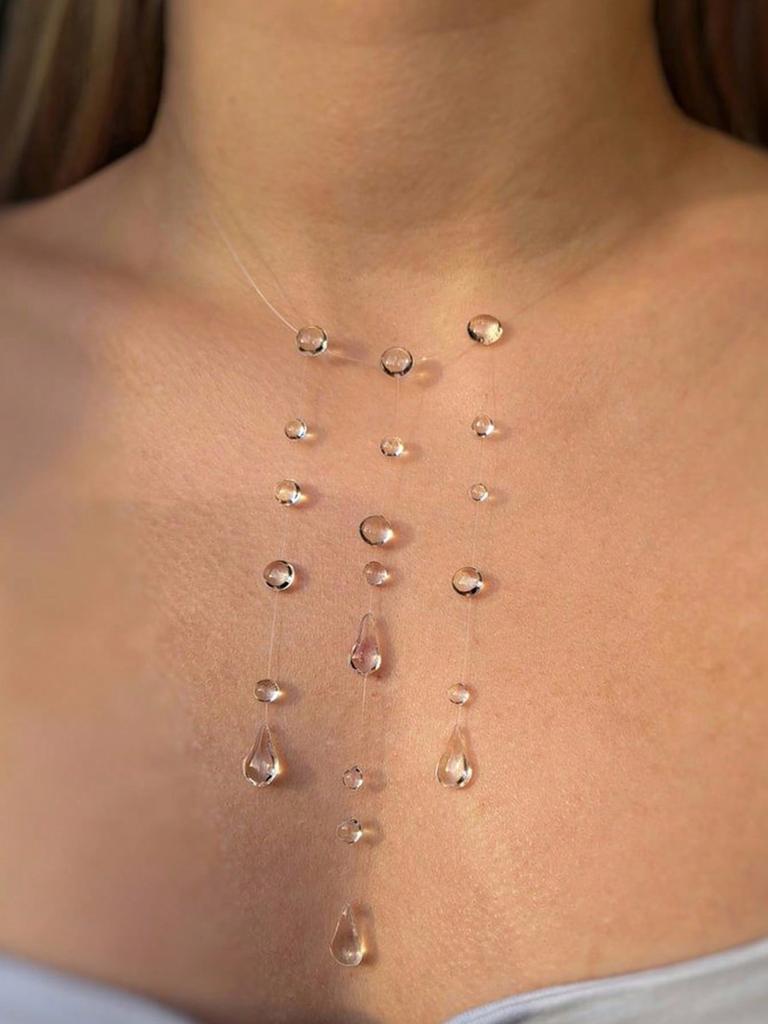 Ins Симуляция Капли Воды Прозрачная Роса Серия Ожерелий Ручной работы Клеевые Капли Модные Украшения Женские Нишевые Подарки Друзьям