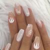 24pcs Snowflake Silver Flash Gradient Christmas Wear Nail Finished Fake Nail Nail Patch Nail Patch Waterproof and Removable