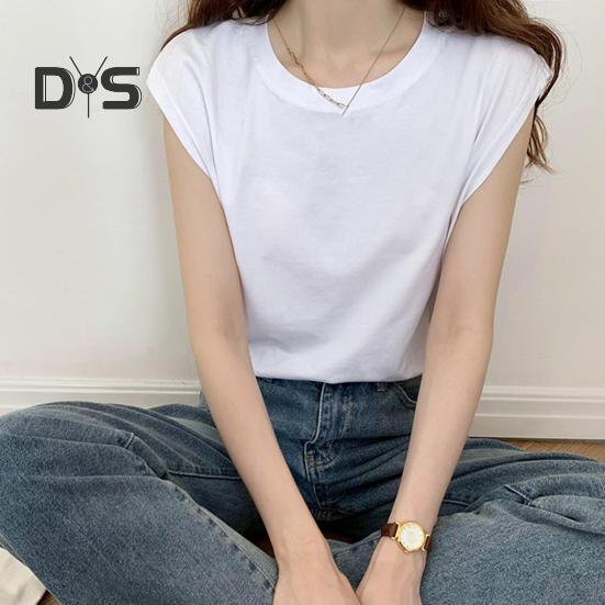 Женская летняя футболка с круглым вырезом, короткими рукавами, однотонная футболка, однотонная свободная посадка, повседневные топы, повседневная одежда