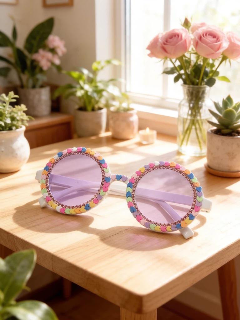 Candy Sprinkle Round Sunglasses Multicolor Decor Fashion Eyewear For Street Style And Photo Props KJ204