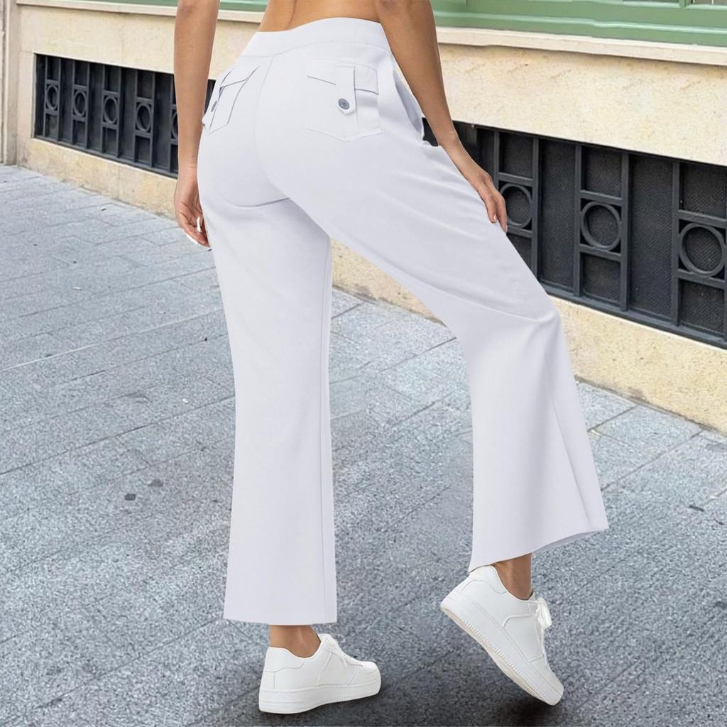 Женские модные цветные брюки прямого кроя с высокой посадкой и карманами, повседневные брюки
