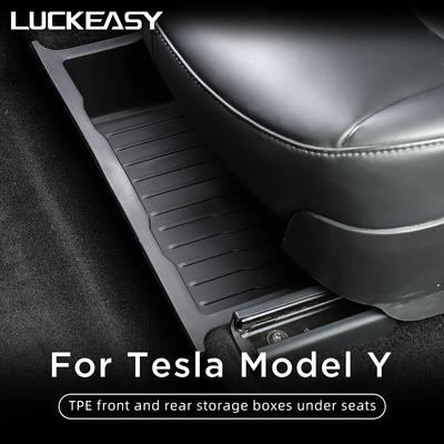 LUCKEASY для Tesla Model Y 2017-2023, ящик для хранения под сиденьем, органайзер, держатель ящика, нижний ящик для хранения из ТПЭ, автомобильные аксессуары
