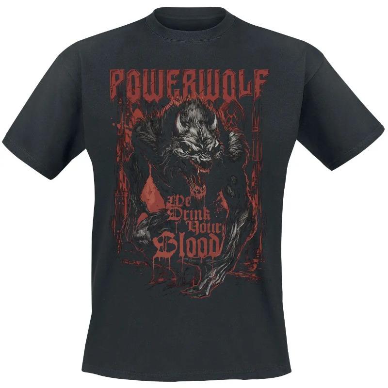 Летняя хлопковая футболка с графикой Powerwolf, унисекс, с коротким рукавом, модный бренд, роскошные повседневные ретро-топы