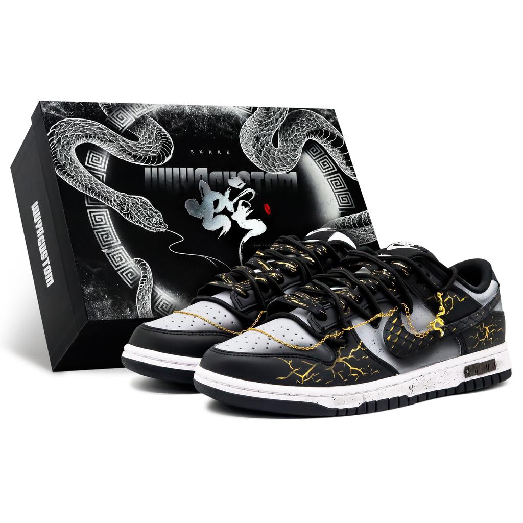 Nike Кроссовки Dunk Нескользящие, Износостойкие, Легкие Низкие Кеды для Скейтбординга Унисекс Черный Золотой DD1391-100(Team52-S-BOX)