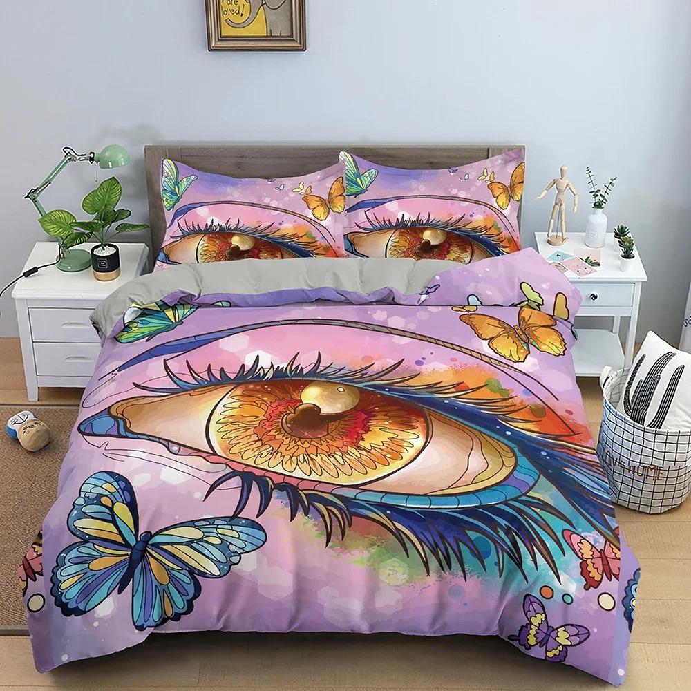 3D Blue Evil Eye Пододеяльник King Queen Size Psychedelic Magic Drawing Eyes Комплект постельного белья для детей, подростков, взрослых, полиэстеровый пододеяльник
