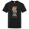 Cute Teddy Bear Salute Scoring Around Prints T Shirt Men Brand Tees Short Sleeve Retro Adult T-Shirt Summer  Harajuku  Bored Ape