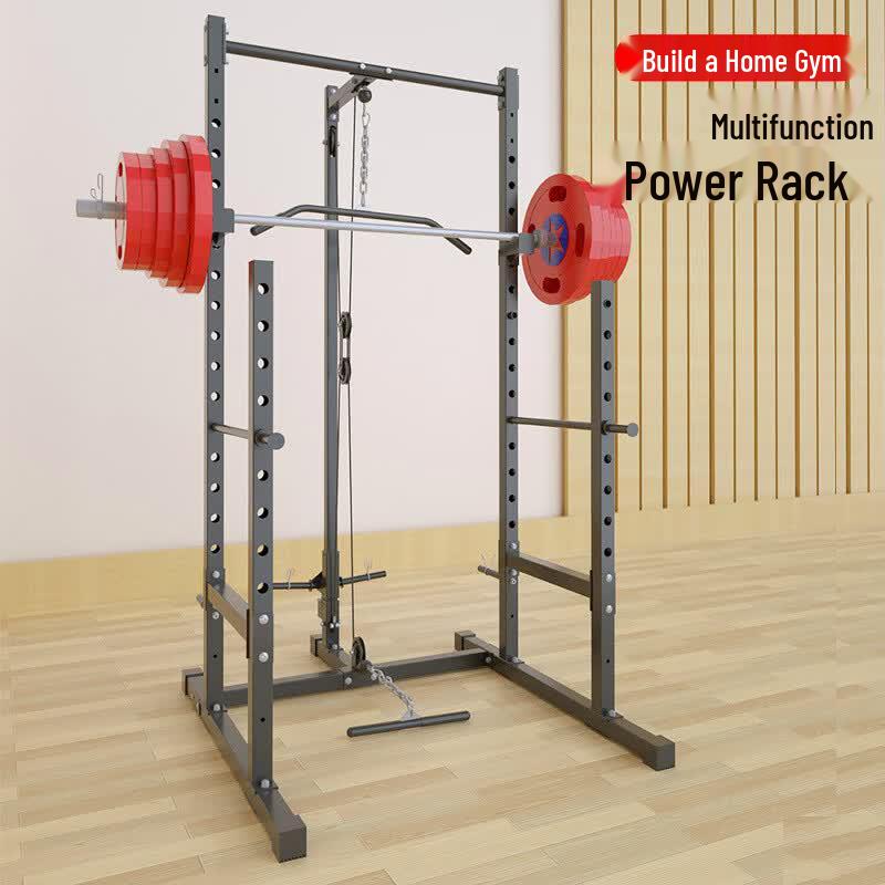 Home Gym Half Squat Rack with High/Low Pulley & Dip Station
