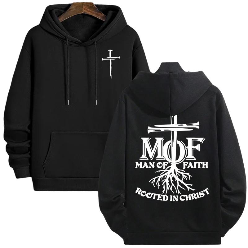 2025 Hot Sale Men's Hoodie Man of Faith Jesus Print Hooded Sweatshirts Autumn Winter Daily Casual Sporty Fashion Hoody Outerwear