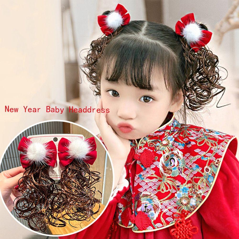 Chinese Style Hair Clip Bow Hairclip Baby Wig Hairpin New Year Headdress Child Hair Accessories