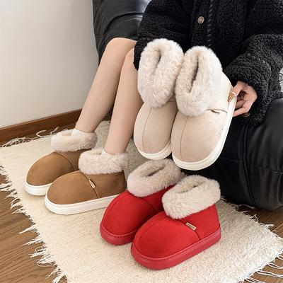 Модная обувь для женщин Зимние женские ботинки Круглый носок Однотонные Флок Плюшевые Теплые Повседневные Снежные ботинки Женские Модные Уличные Уличные Ботильоны