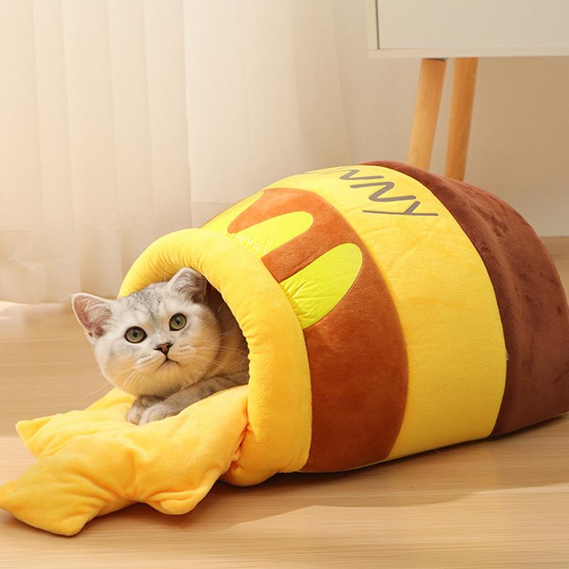 Кошачья пещера Honeypot Cat Bed Cute Pet House Cute Cat Bed With Removable Cushion Warm Cave Nest Sleeping Bed For Cats Small Dogs