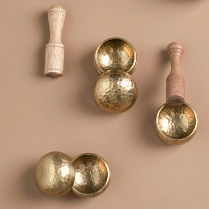 Mini Singing Bowl Portable Small Tibetan Bowls Nepal Handmade Meditation Sound Healing Mindfulness Spiritual Copper Percussion Musical Instrument