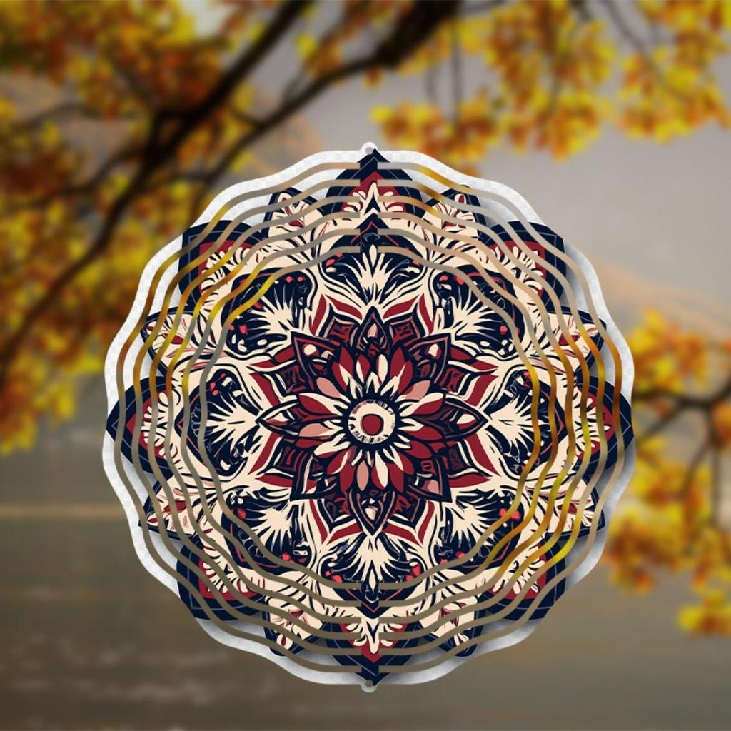 10 Inch Mandala Wind Spinner Metal Art Decor with 360 Hook Vibrant Floral Patterns for Garden Balcony Patio Outdoor Hanging Ornament