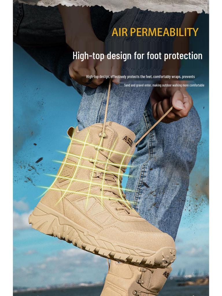 Мужские высокие тактические ботинки для улицы - Прочные, грязеотталкивающие, идеально подходят для пешего туризма и альпинизма