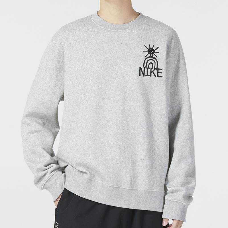 Nike Мужская флисовая толстовка с круглым вырезом и принтом логотипа HBR CB, серая DQ4073-063