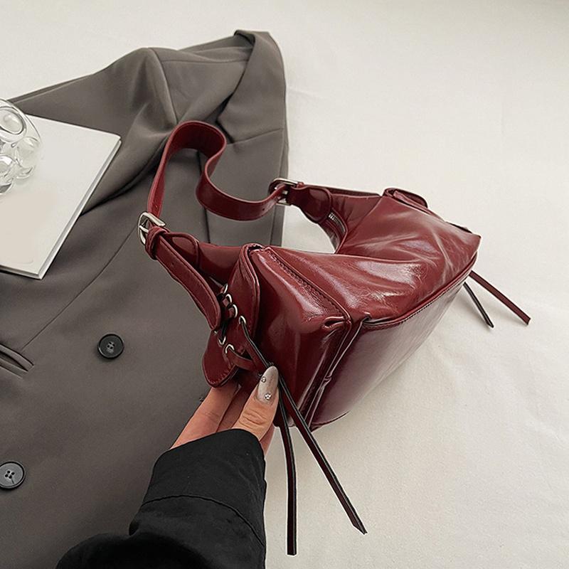 Текстура Ретро Красный Мягкая Кожа Сумки Через Плечо Для Женщин Тренд Однотонная Универсальная Сумка Кроссбоди Для Поездок На Работу Шоппинга Женские Сумки CLE