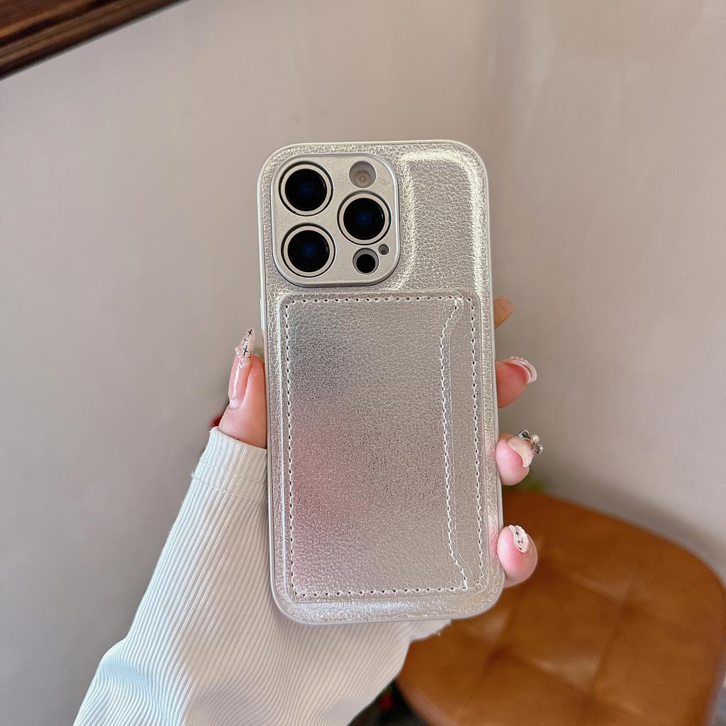 Чехол-кошелек из однотонной кожи личи для iPhone 16 15 14 13 12 Mini 11 Pro X XS XR Max 8 7 Plus с отделением для карт и защитным чехлом