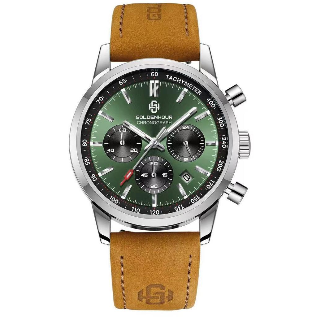 Luxury Mens Watch Fashion Leather Luminous Calendar Business Man Watch Waterproof Chronograph Gold Quartz Watches for Men