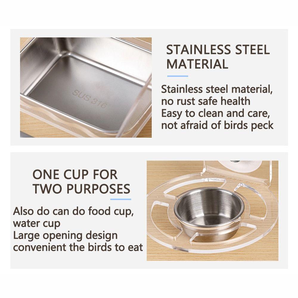 Spillproof Hanging Feeding Station Detachable Clear Feeding Bowl Cage Bird Feeder  Cage Accessories