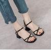 Fashion Women's Sandals Summer Footwear High Heels Luxury Designer Shoes Block Heel Low and Elegant Casual Medium Dresses On Offer Black