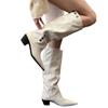 2025 French temperament pointed boots women's thick heels but knee Spice girls pant boots retro knight boots.