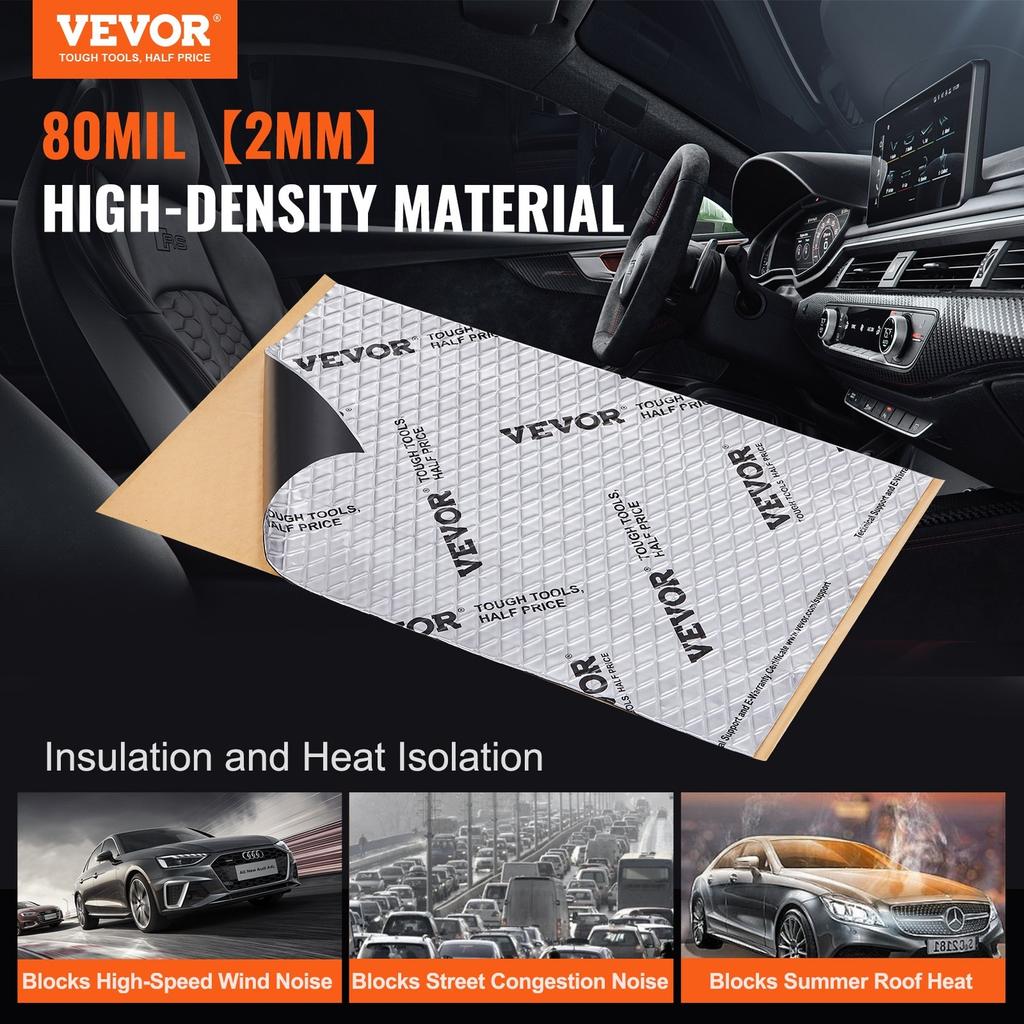 Car Sound Deadening Mat, 80 mil 3.3sq.m Car Sound Dampening Material, Butyl Automotive Sound Deadener, Noise Insulation and Vibration Dampening