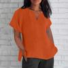 Women's Fashion Short Sleeve V-Neck Solid Colour Loose Casual Shirt Cotton Blouse