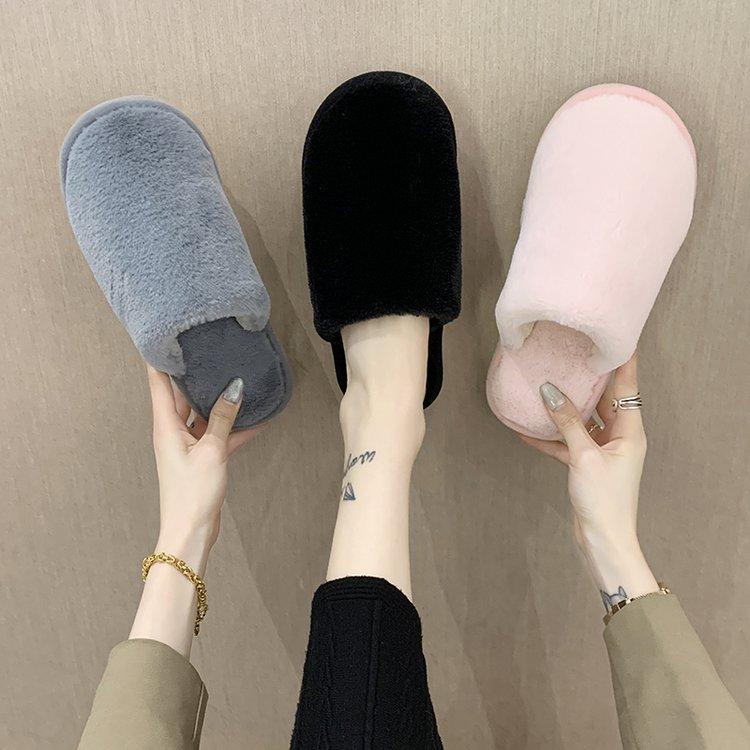 Men's and Women's New Slippers for Autumn and Winter Couples Shoes Indoor Soft Bottom Plush Cotton Drag Warm Large Size