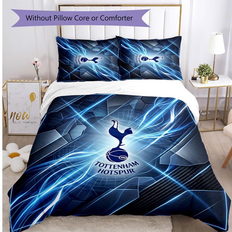Tottenham Hotspur Pattern Printed 3PCS Bedding Set Soft Skin-Friendly Washable Duvet Cover & Pillowcases Set All Season Bedroom