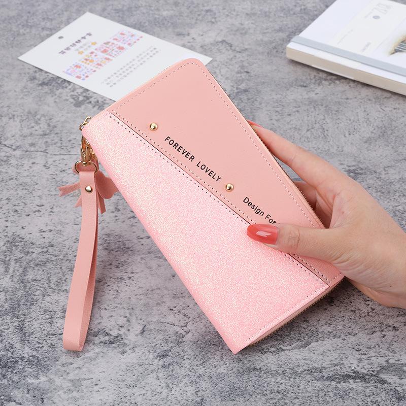 Fashion Women's Wallets Pu Leather Long Sequins Patchwork Glitter Wallet Coin Purse Female Wallets Girls Gifts