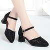 Fashion New Pointed Toe Women Sandals 2024 Spring Summer Mid Heel  Gauze Hollow Shoes Fashion Shoes Buckle Strap Comfortable For Office