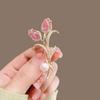 Women's Elegant Tulip Flower Brooch Floral Lovers Fashion Pink Flower Coat Pins Patry Clothes Corsage Jewelry Gift