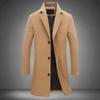 Men's Slim Mid-Length Woolen Windbreaker Coat - Autumn/Winter 2023 Collection