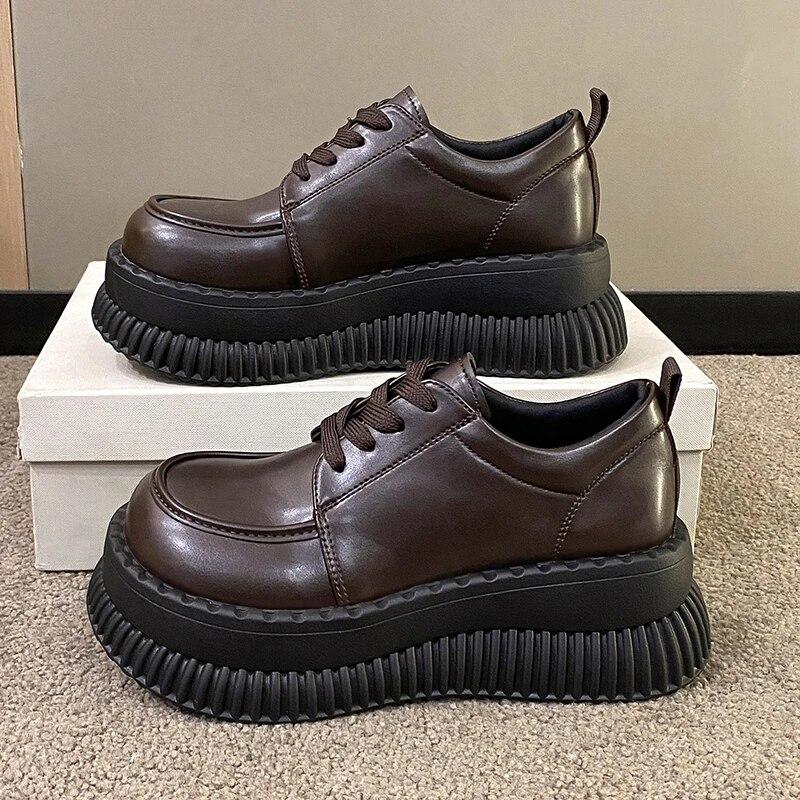 Женские кроссовки для отдыха на плоской подошве, женская обувь на высоком каблуке со шнуровкой из искусственной кожи с круглым носком, вулканизированная обувь на плоской платформе, большие размеры