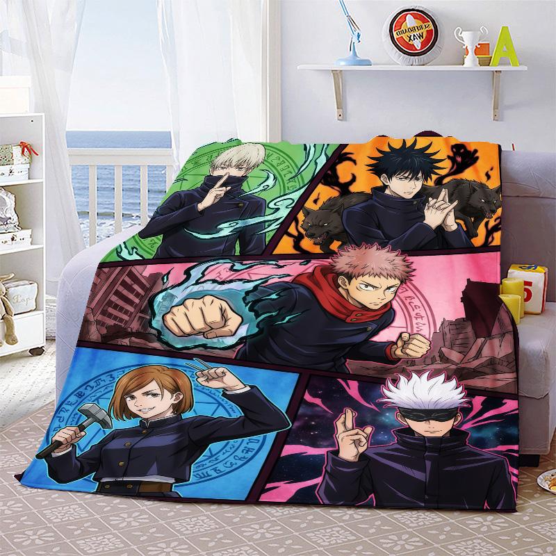Jujutsu Kaisen Flannel Throw Blanket Soft Warm Cozy Blanket for Sofa Bed Lightweight Home Decoration -QJY